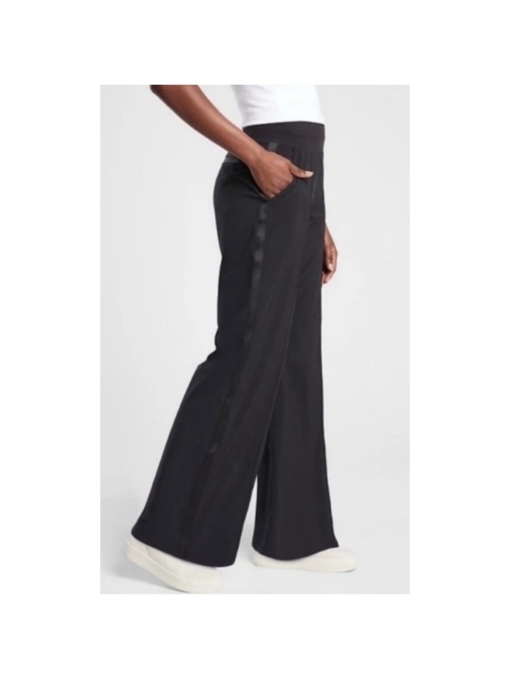Athleta Nolita Wide Leg Pants Black Stretch Business Casual Travel Size 24